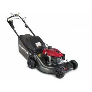 black lawn mower machine with handle and rollers