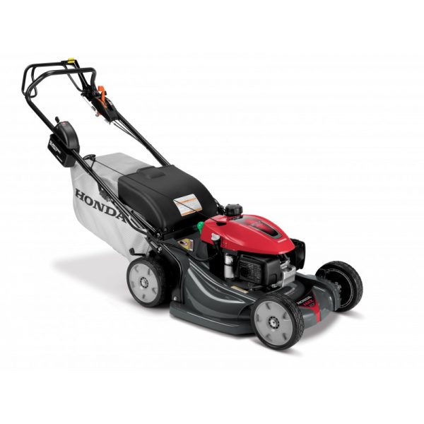 black lawn mower machine with handle and rollers