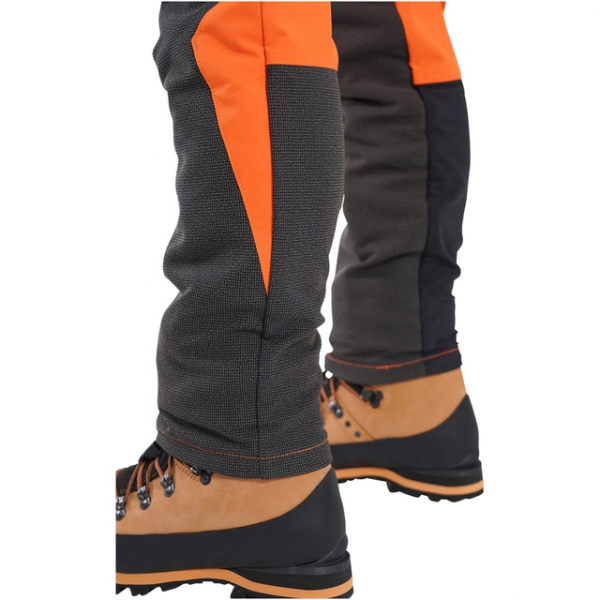 men's orange and black chainsaw pants
