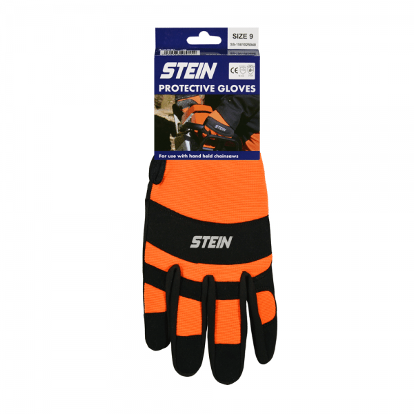 orange and black chainsaw gloves