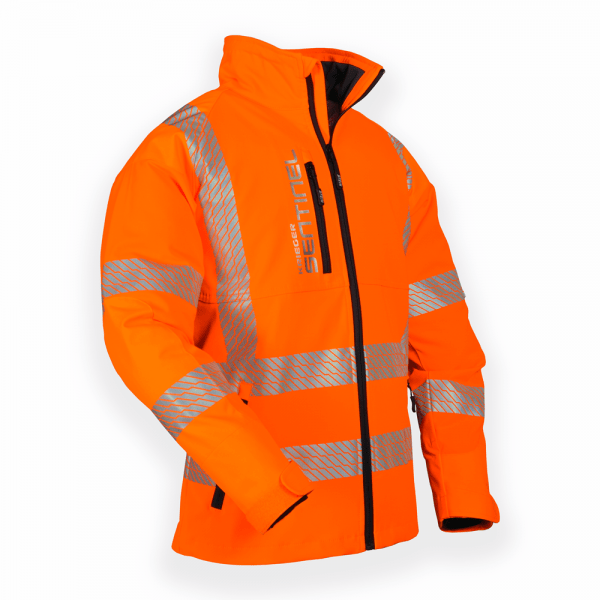 orange rail breathable jacket with reflectors