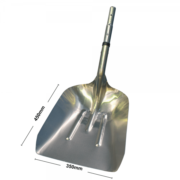 silver woodchip shovel