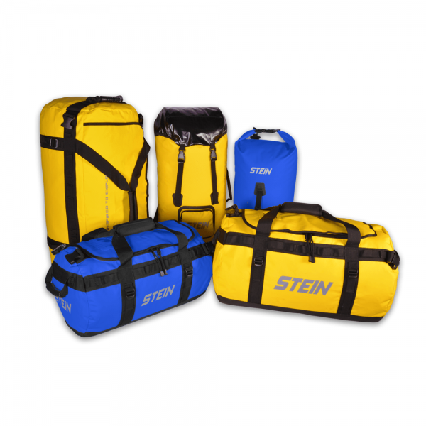 yellow and blue envoy storage bags