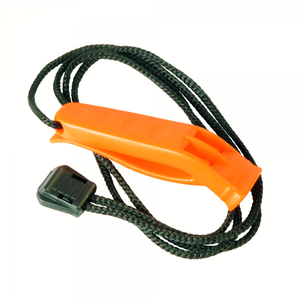orange emergency whistle with lanyard