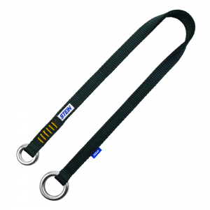 black lanyard with two steel rings