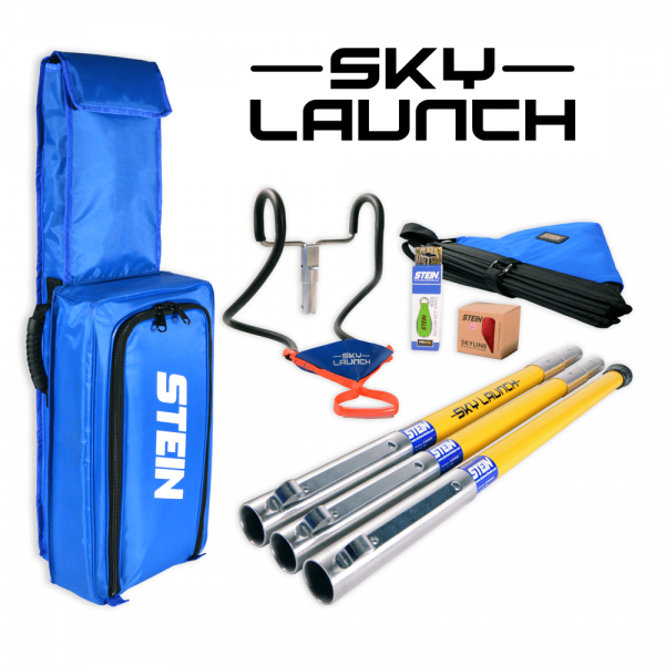 blue bag with three rod and equipment