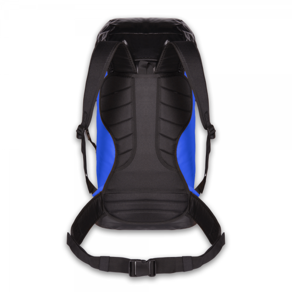 black and blue voyager storage bag