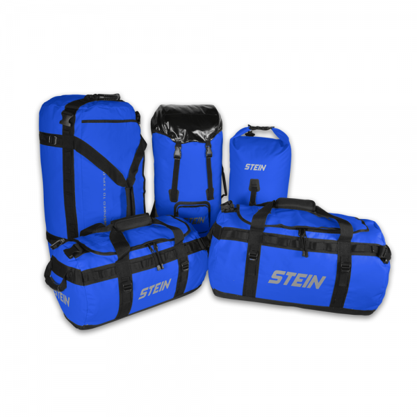 black and blue voyager storage bags