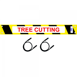 tree cutting sign with two bungees