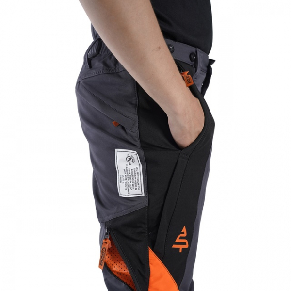 men's grey and orange chainsaw trouser