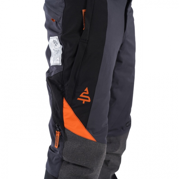 men's grey and orange chainsaw trouser
